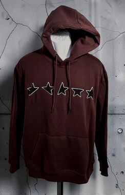 Cuidado Con El Perro Burgundy Pullover Hoodie Men's Sz M Stars Thick Sweatshirt